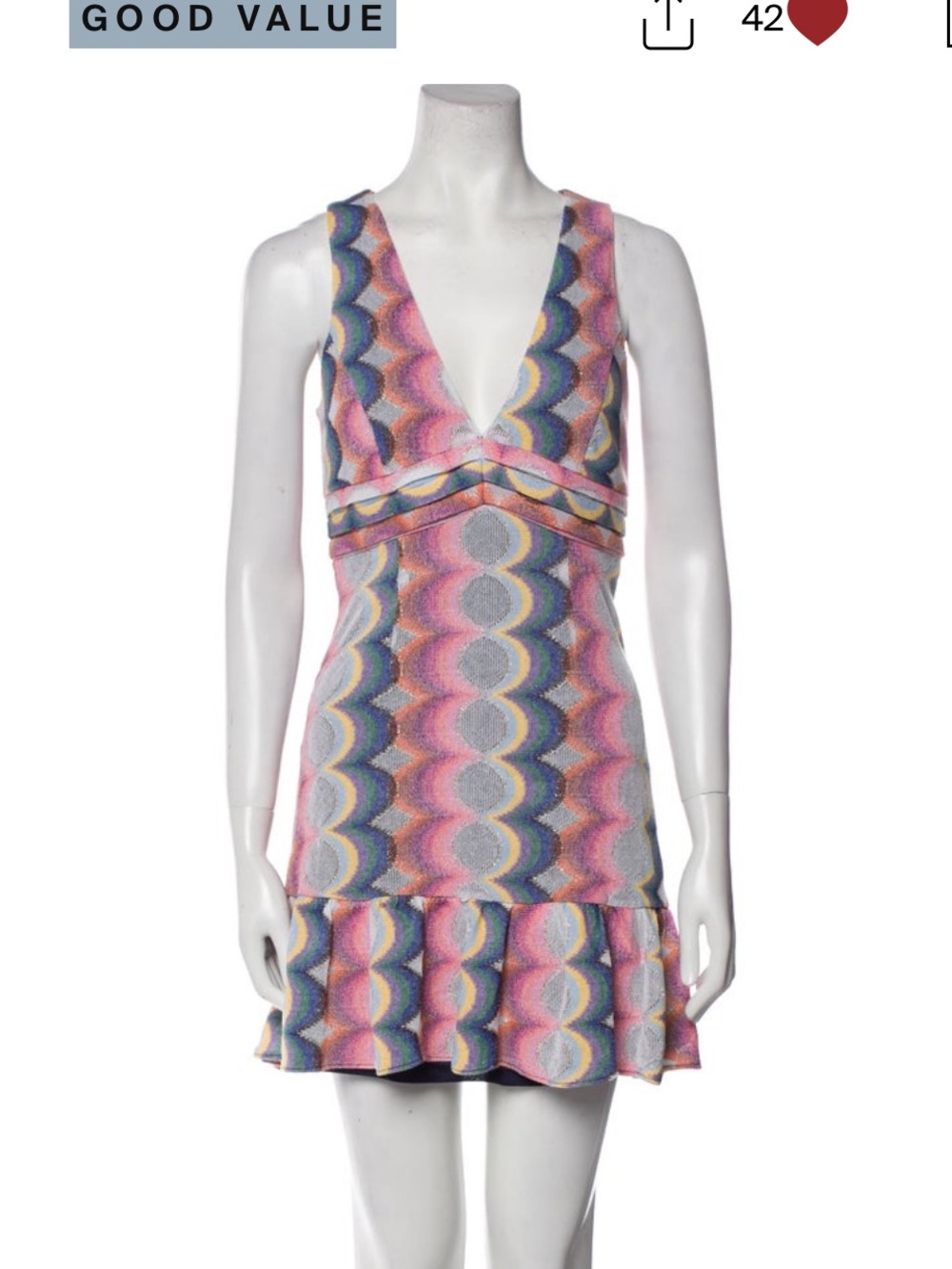 Ramy Brook Pink and Blue Scallop-Print Mini Dress